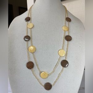 Double strand dyed shell disc necklace